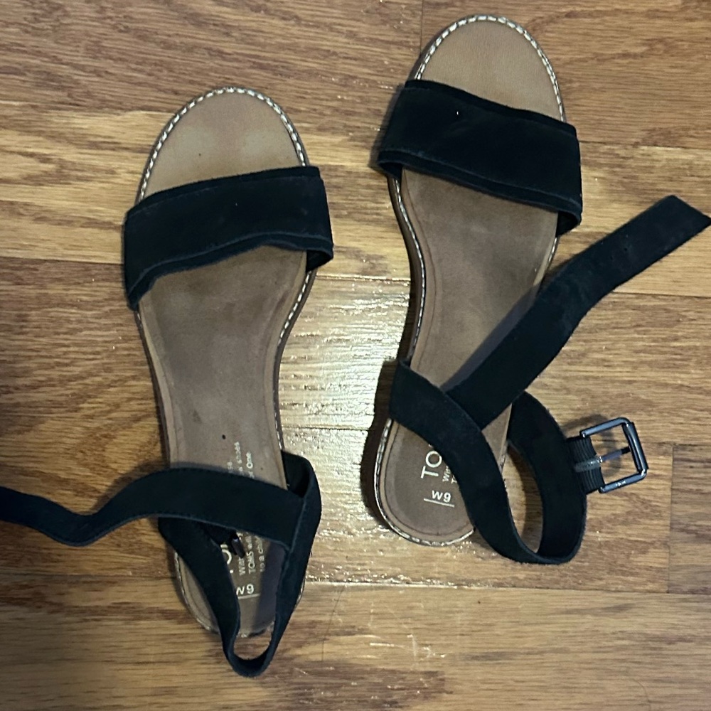 Toms black suede sandals